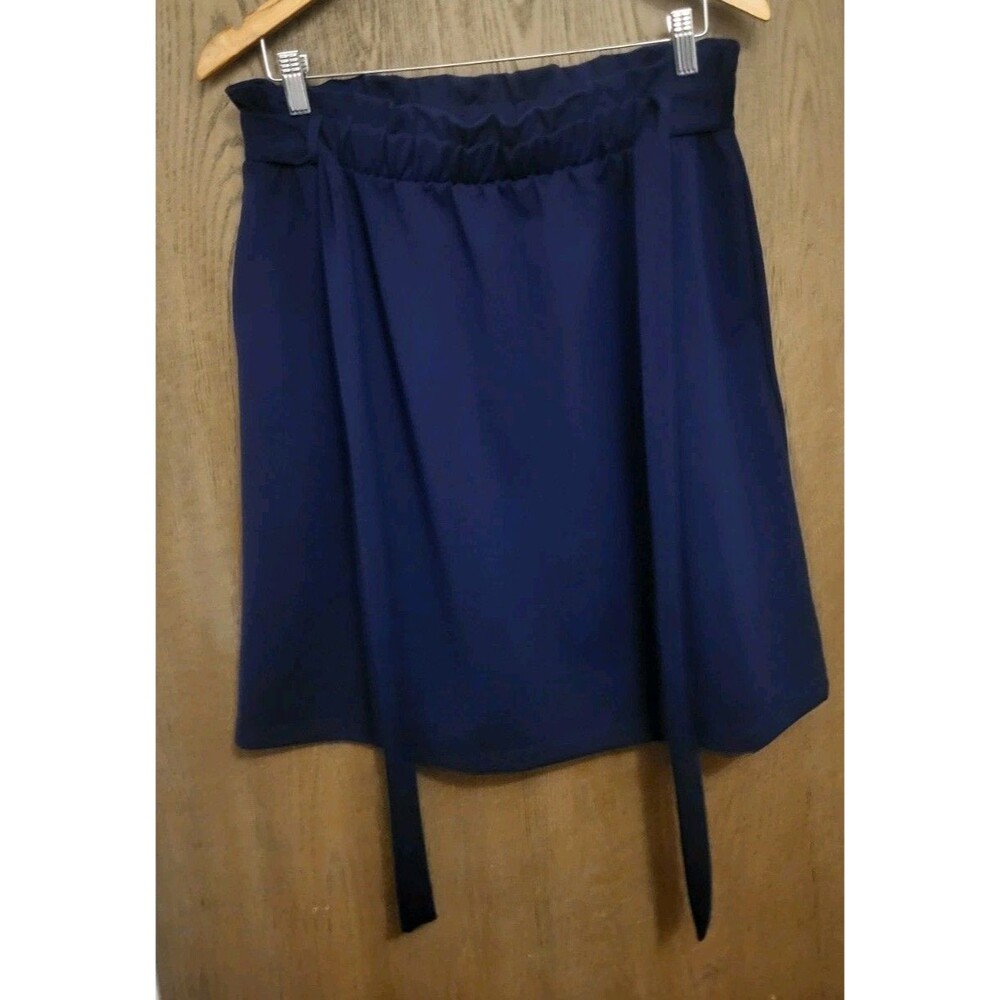 Emberley Womens Navy Blue Elastic Waistband Skirt Size Large